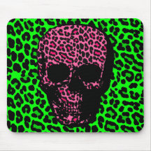 Estampado leopardo punky gótico del rosa del verde tapete de raton