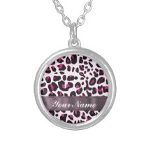 Estampado leopardo rosado collares personalizados