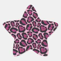 Estampado leopardo rosado pegatinas forma de estrella personalizadas