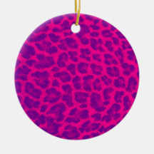 Estampado leopardo rosado y púrpura ornaments para arbol de navidad