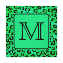 Estampado leopardo verde con el monograma de encar impresion de lienzo