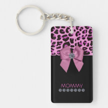 Estampado leopardo y diamantes llavero