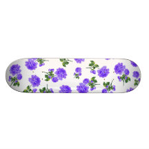 Estampados de flores: flores púrpuras en blanco tabla de patinar