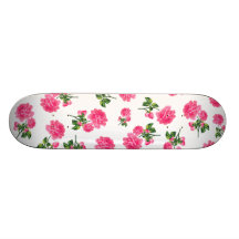 Estampados de flores: flores rosadas en blanco monopatín personalizado
