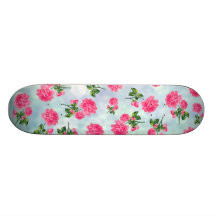 Estampados de flores: flores rosadas en bokeh azul tabla de patinar