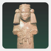 Estatua de Coatlicue, de la tierra antigua y de la Calcomania Cuadrada Personalizada