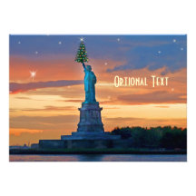 Estatua de la libertad con personalizado del árbol invitacion personal 