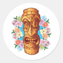 Estatua de Tiki del dibujo animado Pegatina