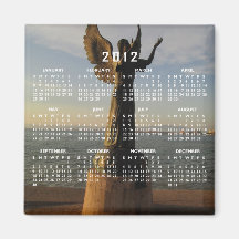Estatua del ángel de ASAS en la puesta del sol Imanes