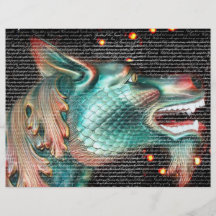 estatua del dragón con imagen de la capa del texto tarjetón