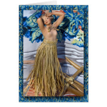 Estatuilla de Hula de los años 20 del art déco Tarjetón