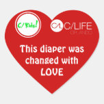 Este pañal fue cambiado con amor pegatina corazon personalizadas