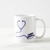 Estetoscopio azul taza de café