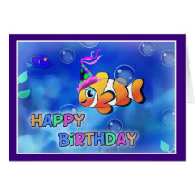 Estilo 013 de los pescados del feliz cumpleaños felicitaciones
