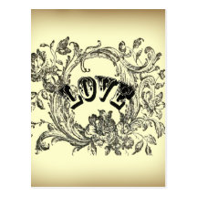 Estilo beige del Victorian del amor del vintage Postales