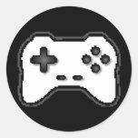 Estilo blanco del videojuego 8bit del negro del re etiquetas redondas