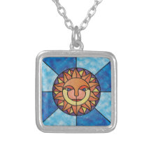 Estilo celestial del vitral del vintage de Sun Colgante Personalizado