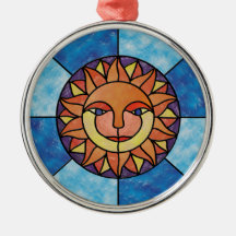 Estilo celestial del vitral del vintage de Sun Ornamento Para Reyes Magos