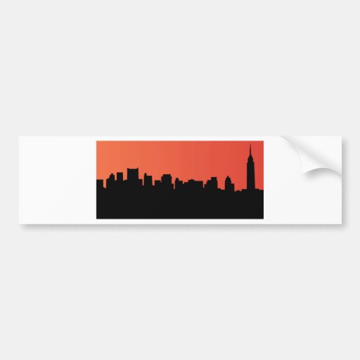 estilo cómico del horizonte del newyork etiqueta de parachoque