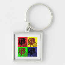Estilo del arte pop del perro del boxeador llavero personalizado