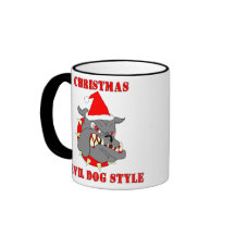 Estilo del perro de diablo del navidad del Cuerpo  Tazas De Café
