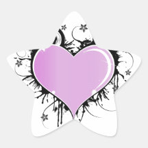Estilo del tatuaje de Purple Heart con las flores Calcomania Forma De Estrella Personalizada