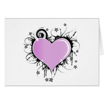 Estilo del tatuaje de Purple Heart con las flores Tarjeta