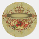 Estilo del Victorian de la flor de lis de las amap Pegatina Redonda