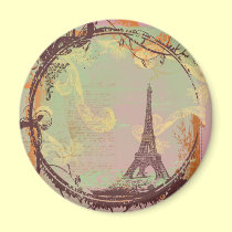 Estilo del vintage de la torre Eiffel en rosa imanes