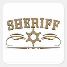 Estilo occidental del sheriff calcomanías cuadradas