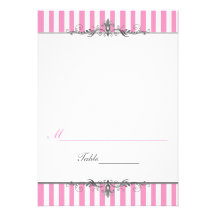 Estilo rosado y blanco Placecard de la tienda de l Invitaciones Personales