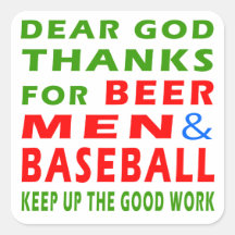 Estimadas gracias de dios por hombres y béisbol de pegatinas cuadradases personalizadas