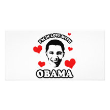 Estoy en amor con Obama Tarjeta Fotográfica Personalizada