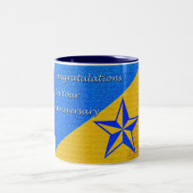 Estrella azul del aniversario del empleado taza de café