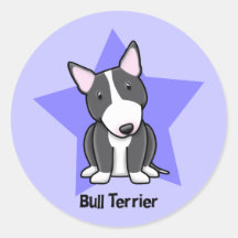 Estrella BW bull terrier de Kawaii Pegatina Redonda