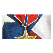 Estrella de bronce en bandera americana tarjetas personales