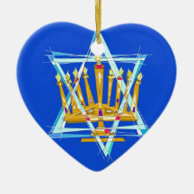 Estrella de David y del Menorah Adorno Para Reyes