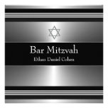 Estrella de plata negra de la barra Mitzvah de Dav Invitacion Personalizada