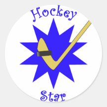 Estrella del hockey etiqueta redonda