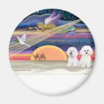 Estrella del navidad - Bichon Frise (dos) Imán De Frigorífico