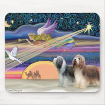 Estrella del navidad - collies barbudos (dos) alfombrilla de raton