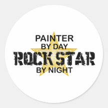 Estrella del rock del pintor por noche pegatina