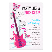 Estrella del rock, héroe de la guitarra, invitacio comunicado personal  