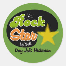 Estrella del rock por noche - historiador del trab pegatinas redondas