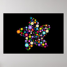 Estrella floral colorida bonita poster
