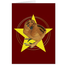 Estrella roja del polluelo de Silkie Tarjeta