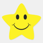 Estrella sonriente amarilla adaptable pegatina forma de estrella personalizadas