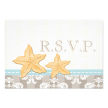 Estrellas de mar azules RSVP que casa tarjetas de  Comunicados