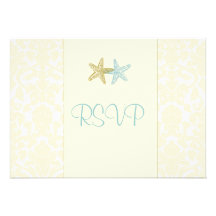 Estrellas de mar + el damasco RSVPs requiere las i Invitación Personalizada