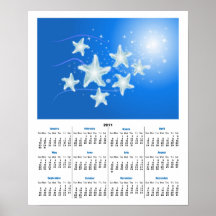 Estrellas de mar que brillan intensamente, calenda poster